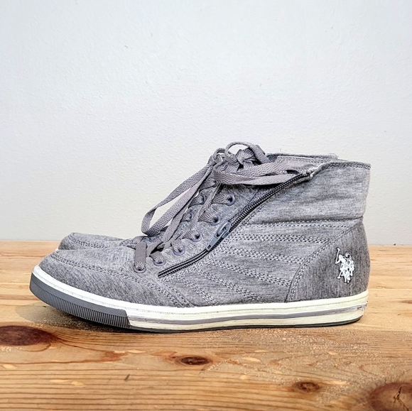 US Polo Assn Gray High Top Sneakers Women's Zip Side Skate Shoes Size 8 - Picture 10 of 11